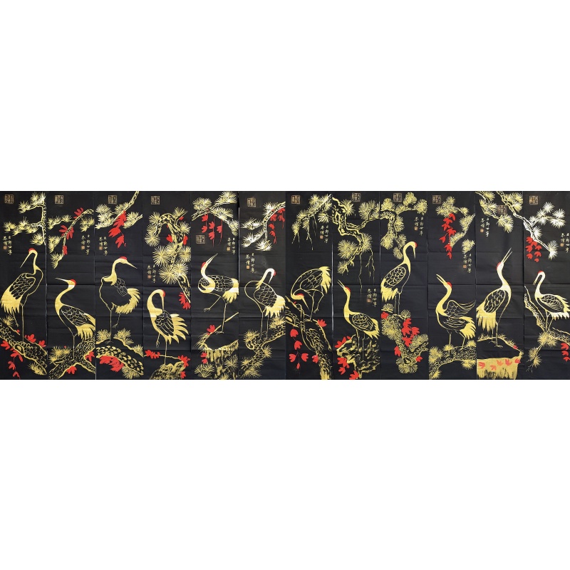 松鹤十二条屏5005
