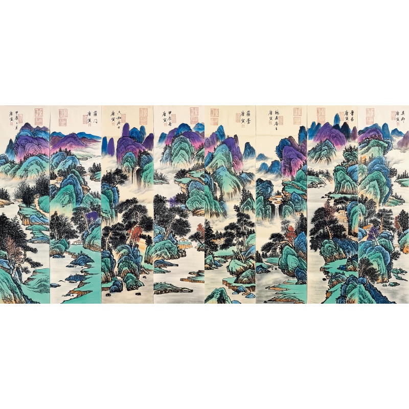 山水八条屏5006