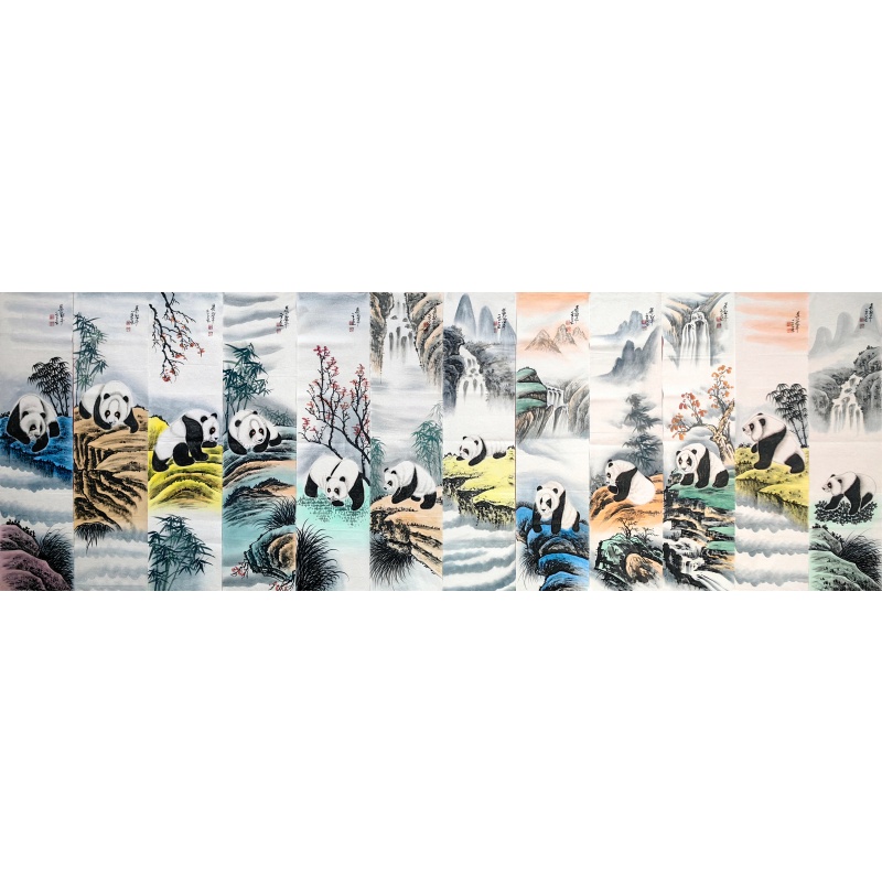 熊猫图十二条屏5715