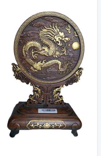 明代宣德风磨铜刻金龙纹雅诗尊AD0102