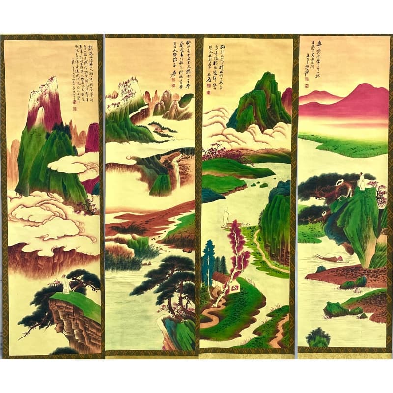 青山绿水四条屏804041