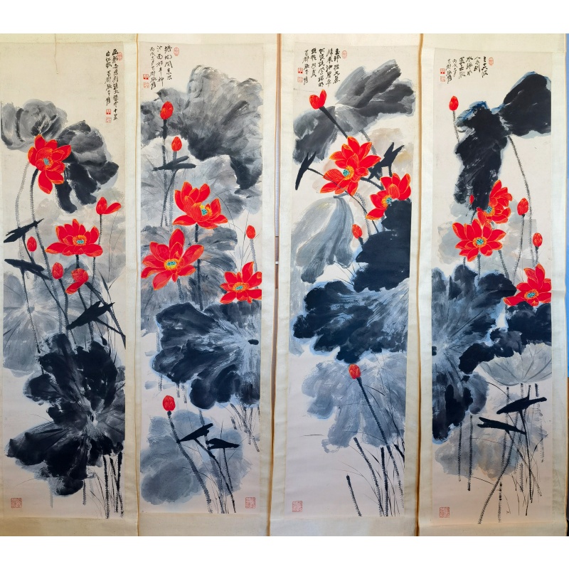 四条屏荷花AB0466