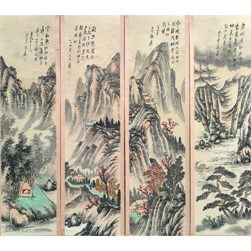 山水四条屏4104
