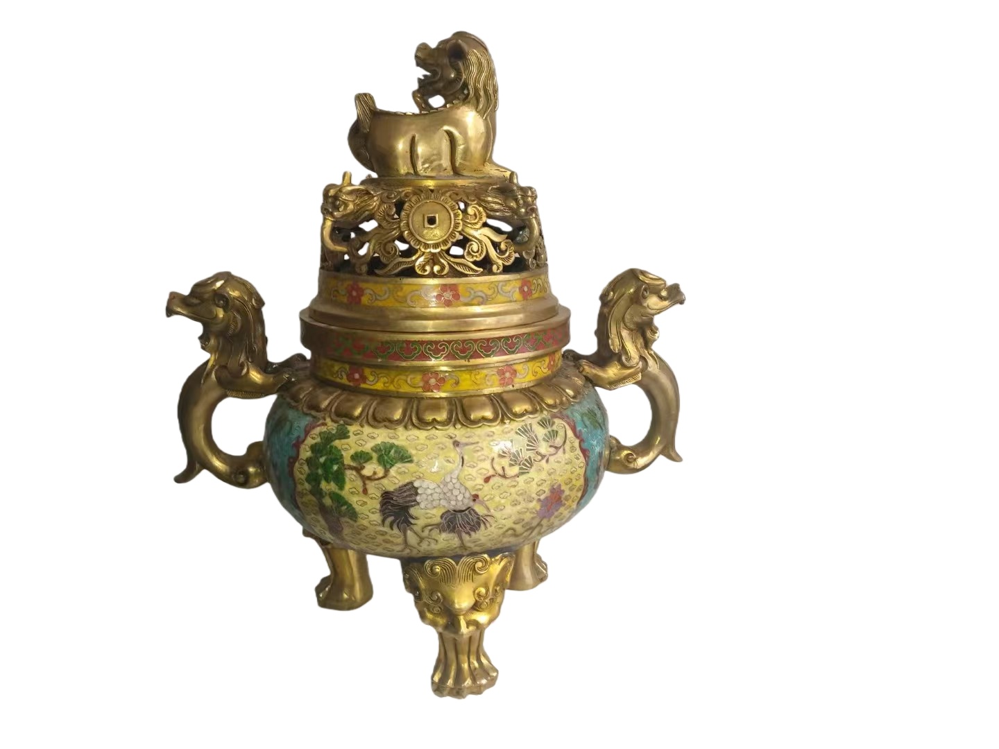 鎏金掐丝珐琅彩三足香薰炉AE0231