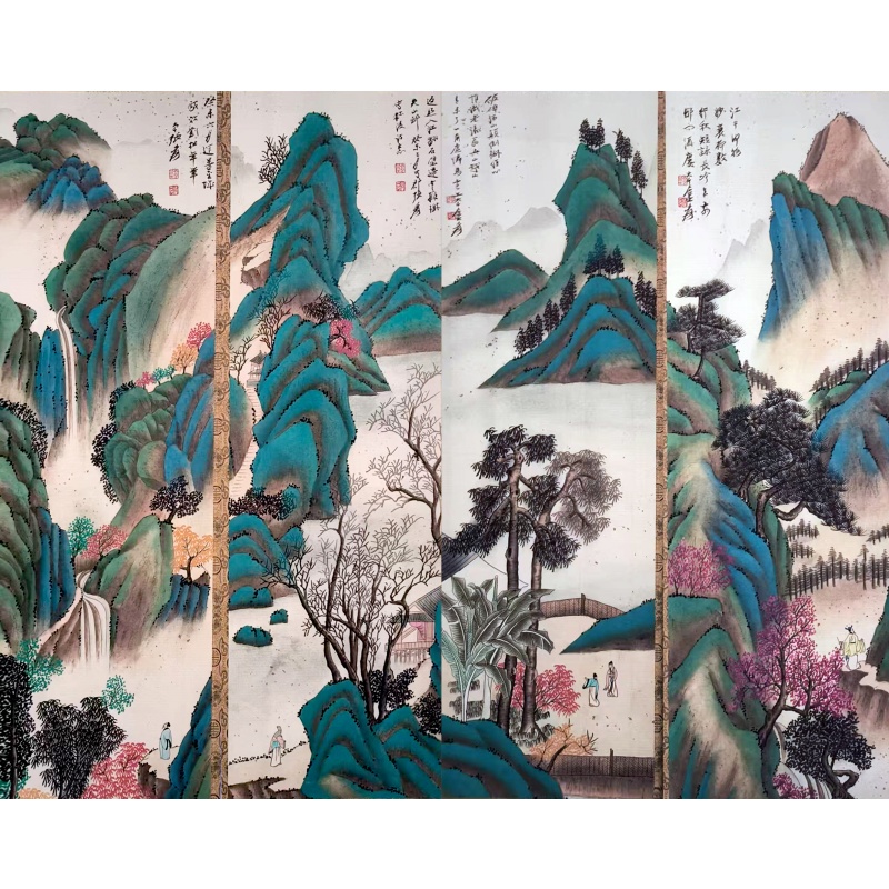 碧水青天四条屏AH0134