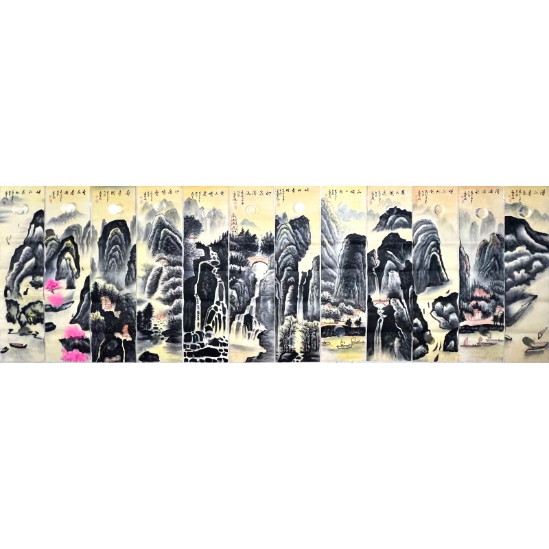 山水十二条屏AK0189
