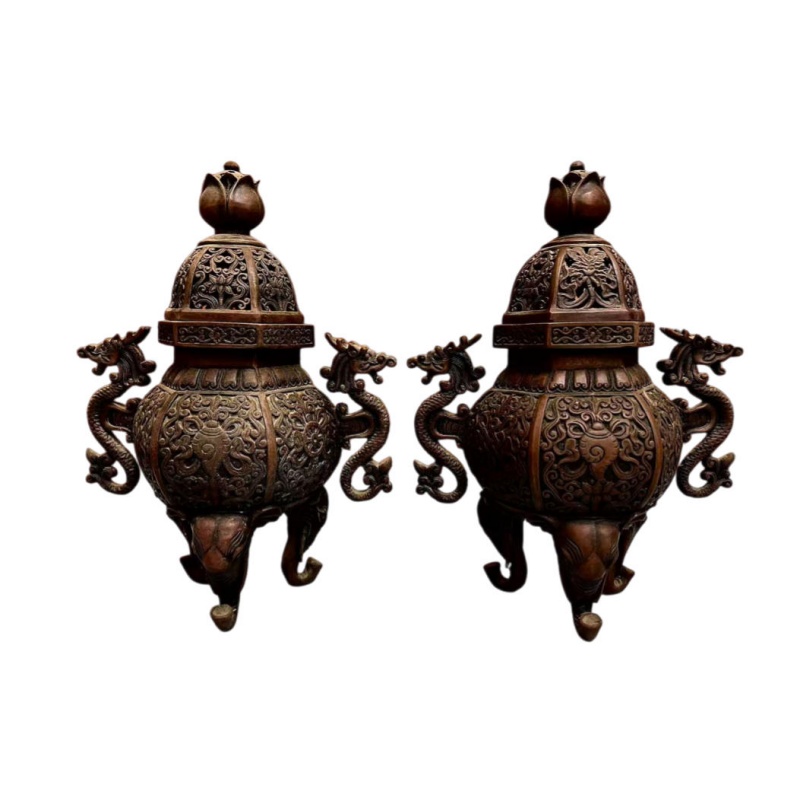 古銅香炉一对AK0184