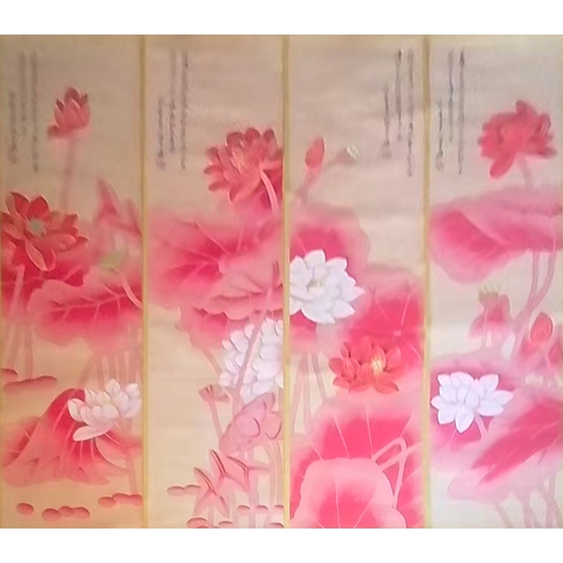 荷花四条屏AK0180