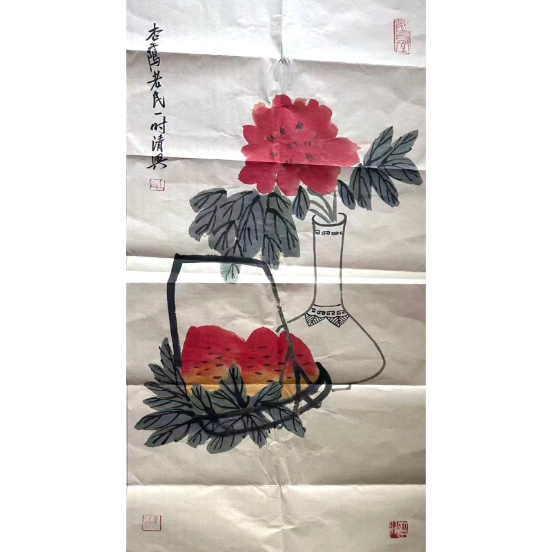 牡丹寿桃图AC0293