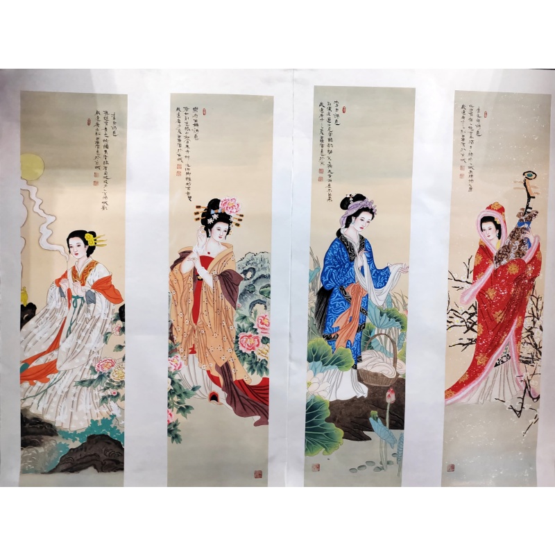 人物仕女图四条屏AB0492