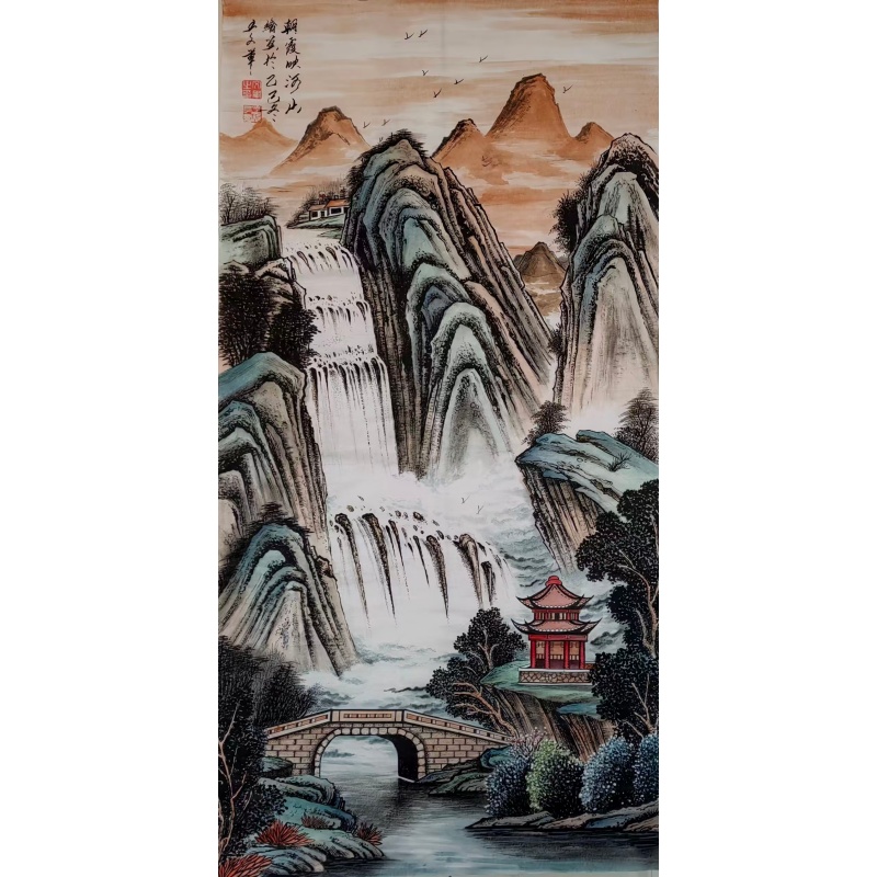 山水朝霞映河山AE0288