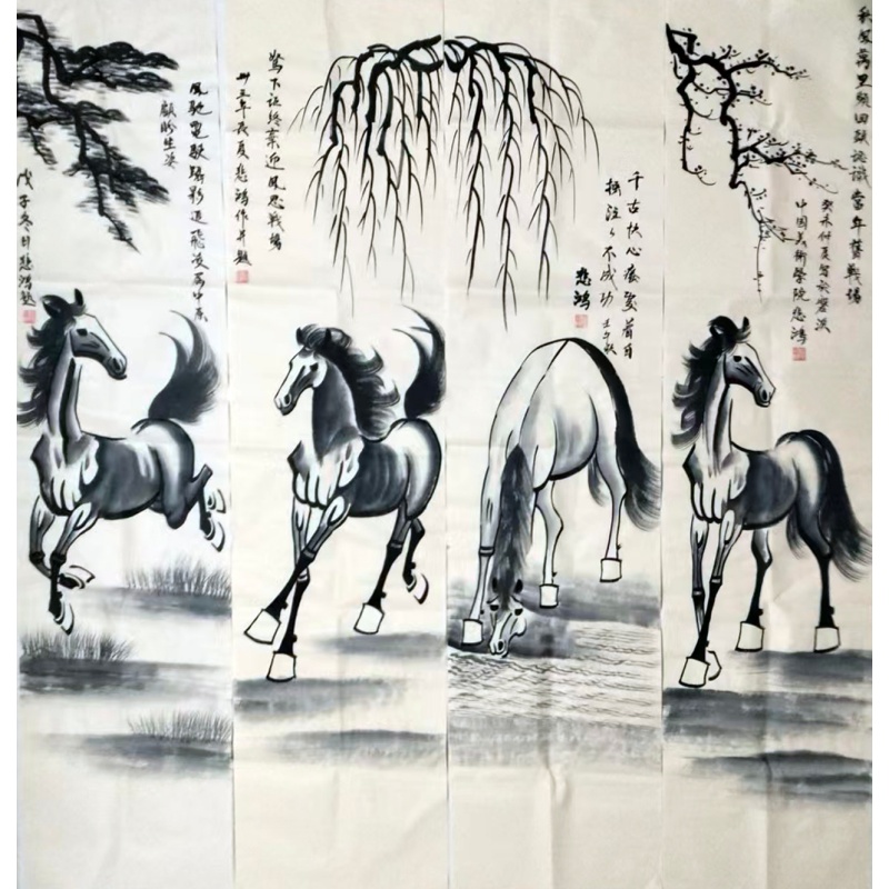 奔马四条屏AC0313