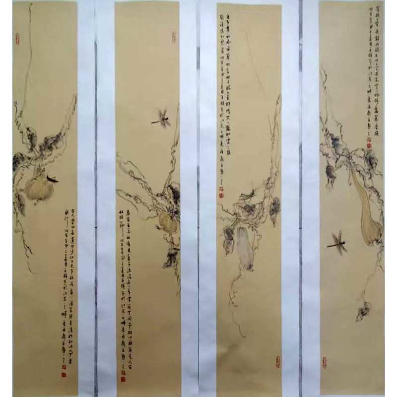 秋实蜻蜓四条屏AE0305