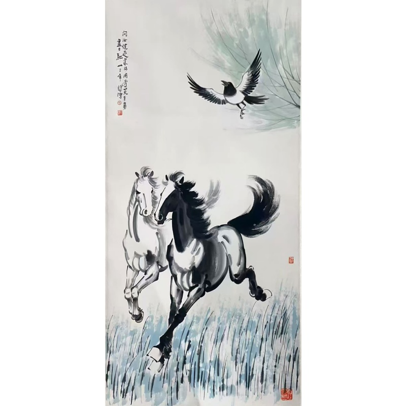 双马报喜图AB0919