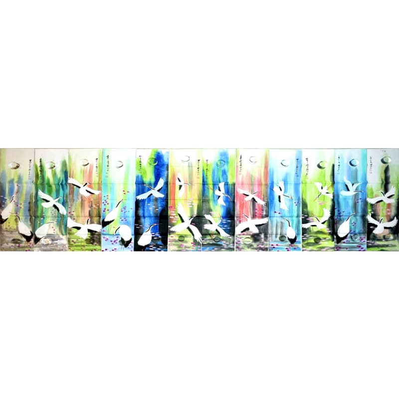 瑞鹤图十二条屏AB0814