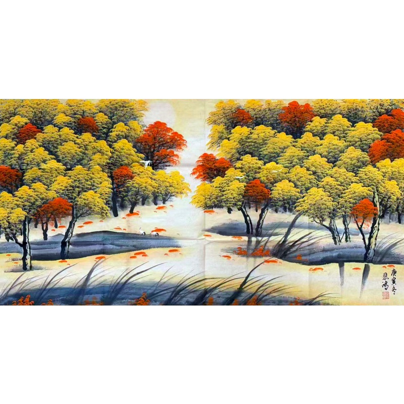 丹枫迎水晚秋图AH0256