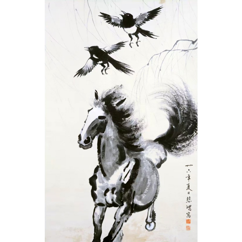 喜鹊奔马图AE0331