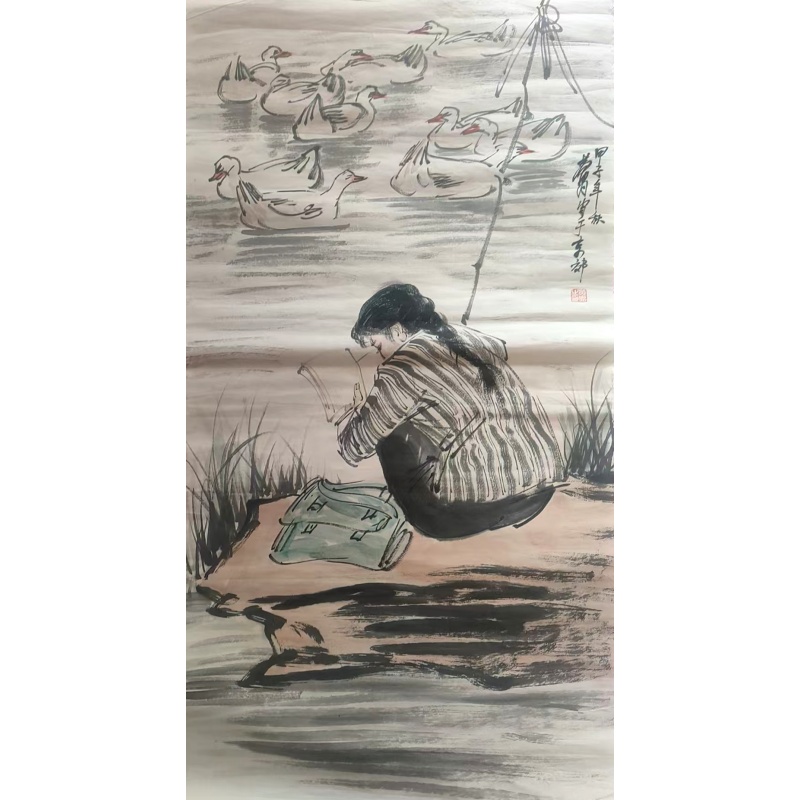 牧鸭少女读书图AK0246