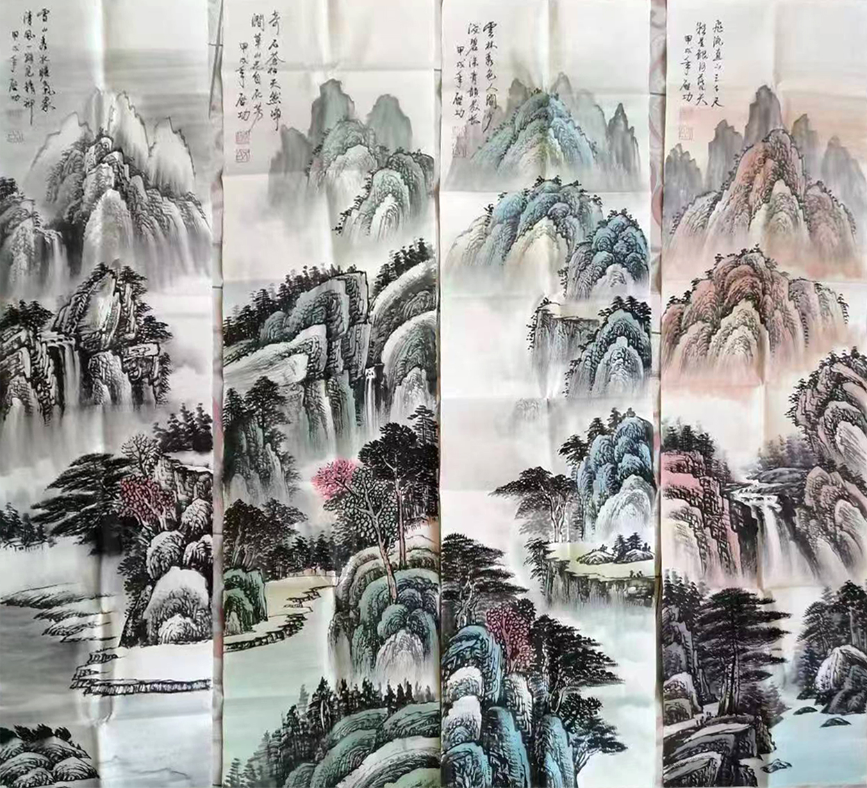 山水四条屏AK0278