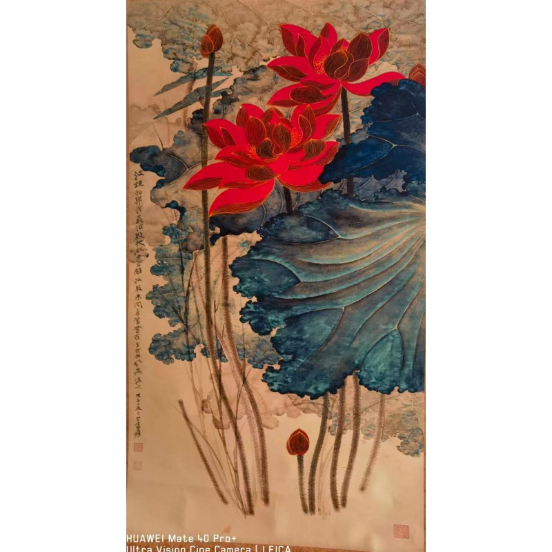 金线荷花图AB0836