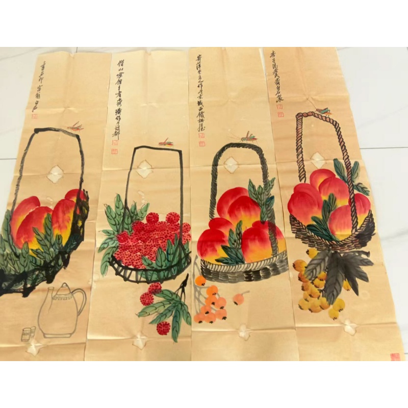 寿桃四条屏AB0661