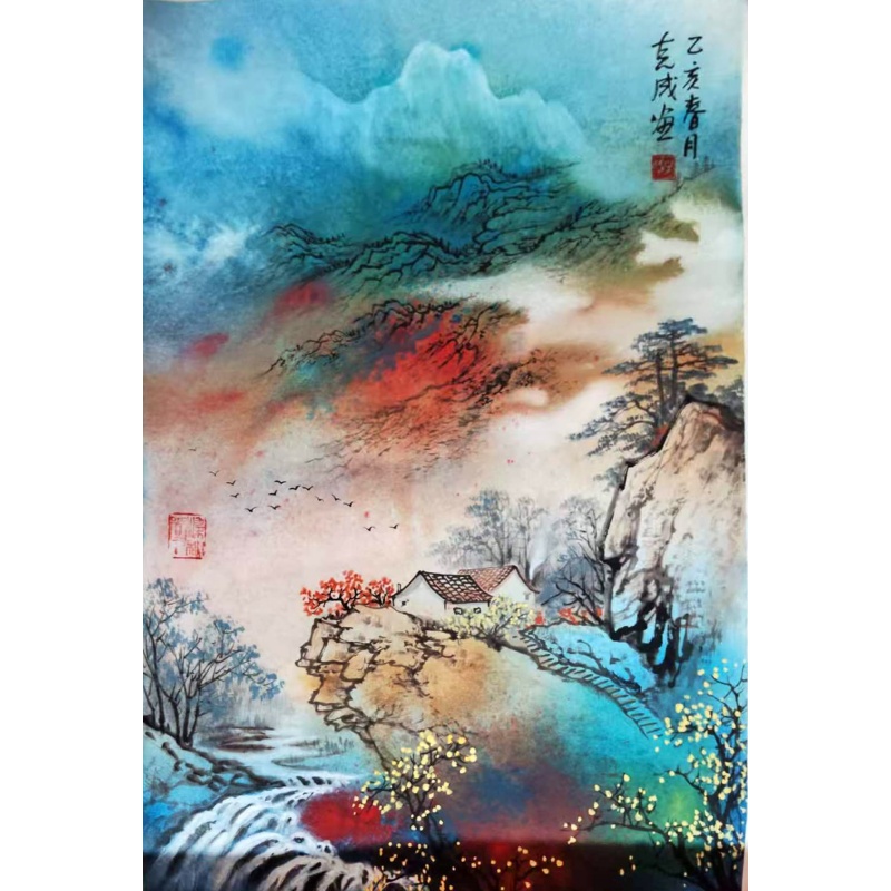 泼彩山水画AB0662