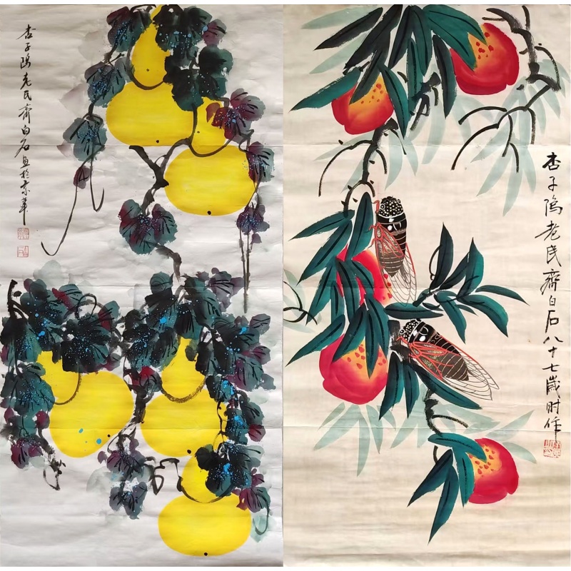 葫芦大吉图，蝉鸣福寿图AK0416