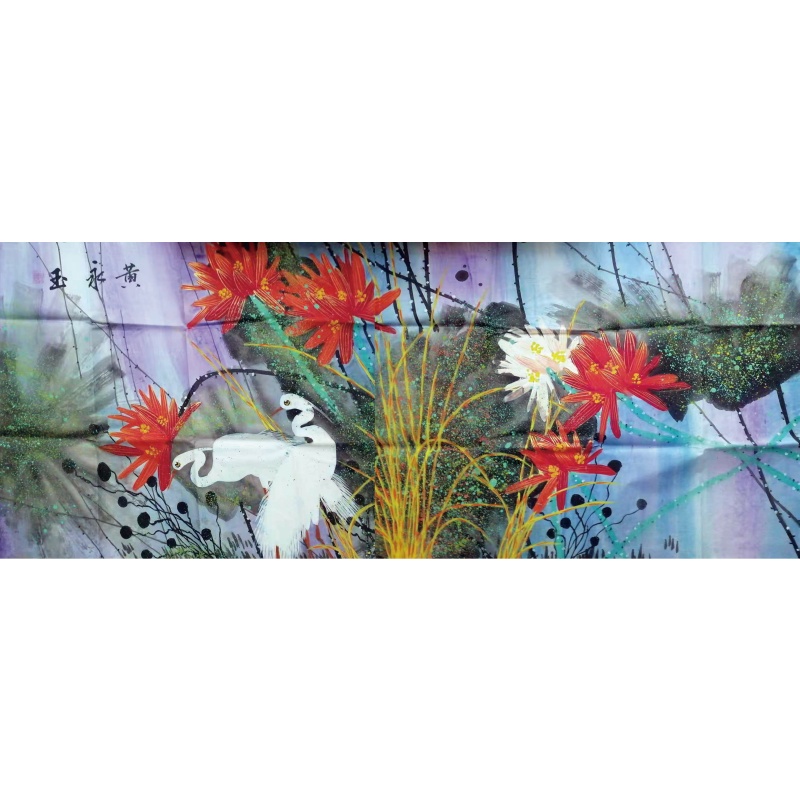 荷花白鹭图AH0376