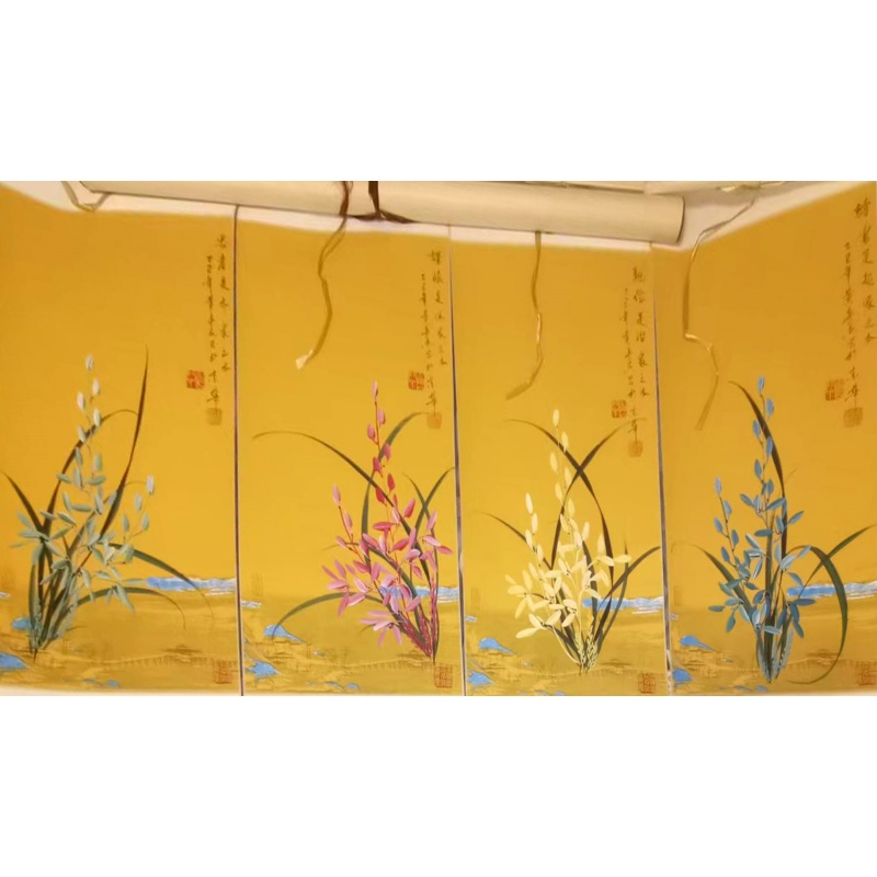 兰花四条屏AE0483