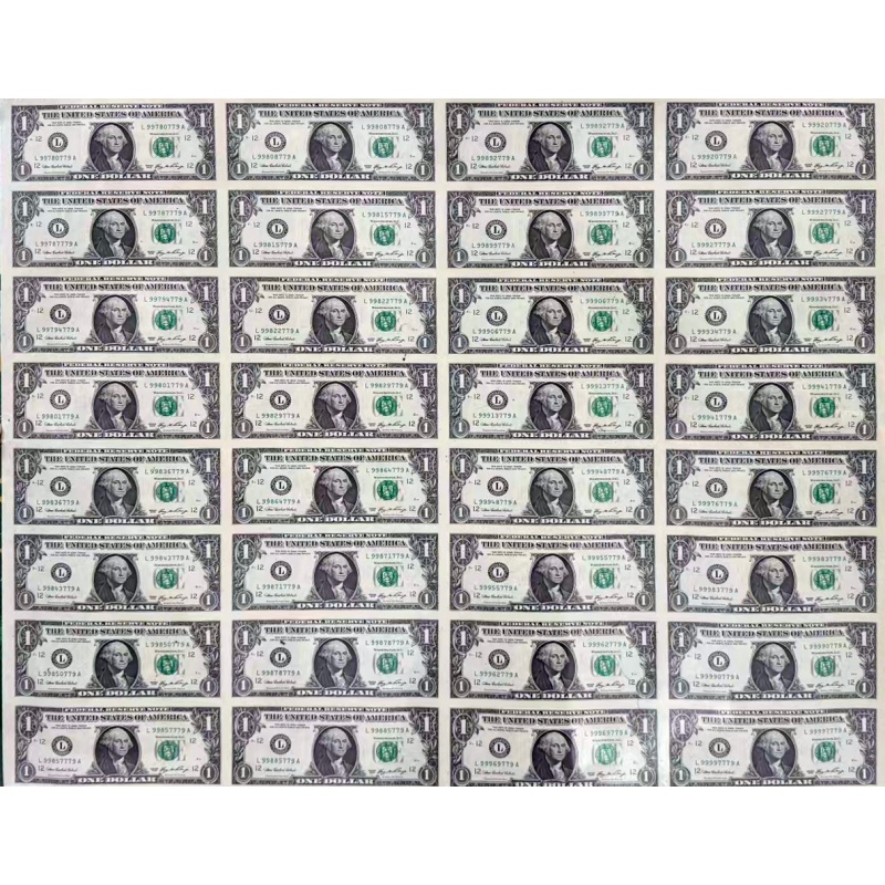 美元连体钞AH0412