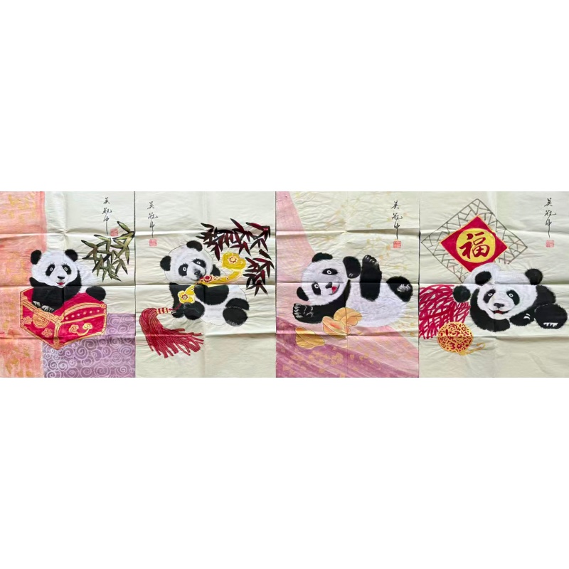 熊猫四条屏AH0428