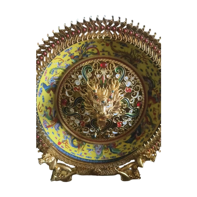 景泰蓝鎏金龙头赏盘AC4009