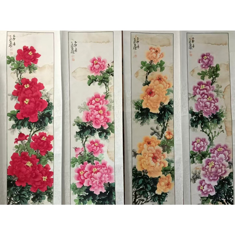 牡丹四条屏AB0238