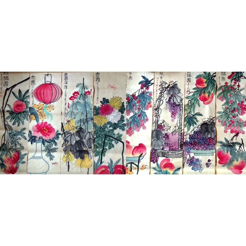 果蔬花鸟八条屏AC0459