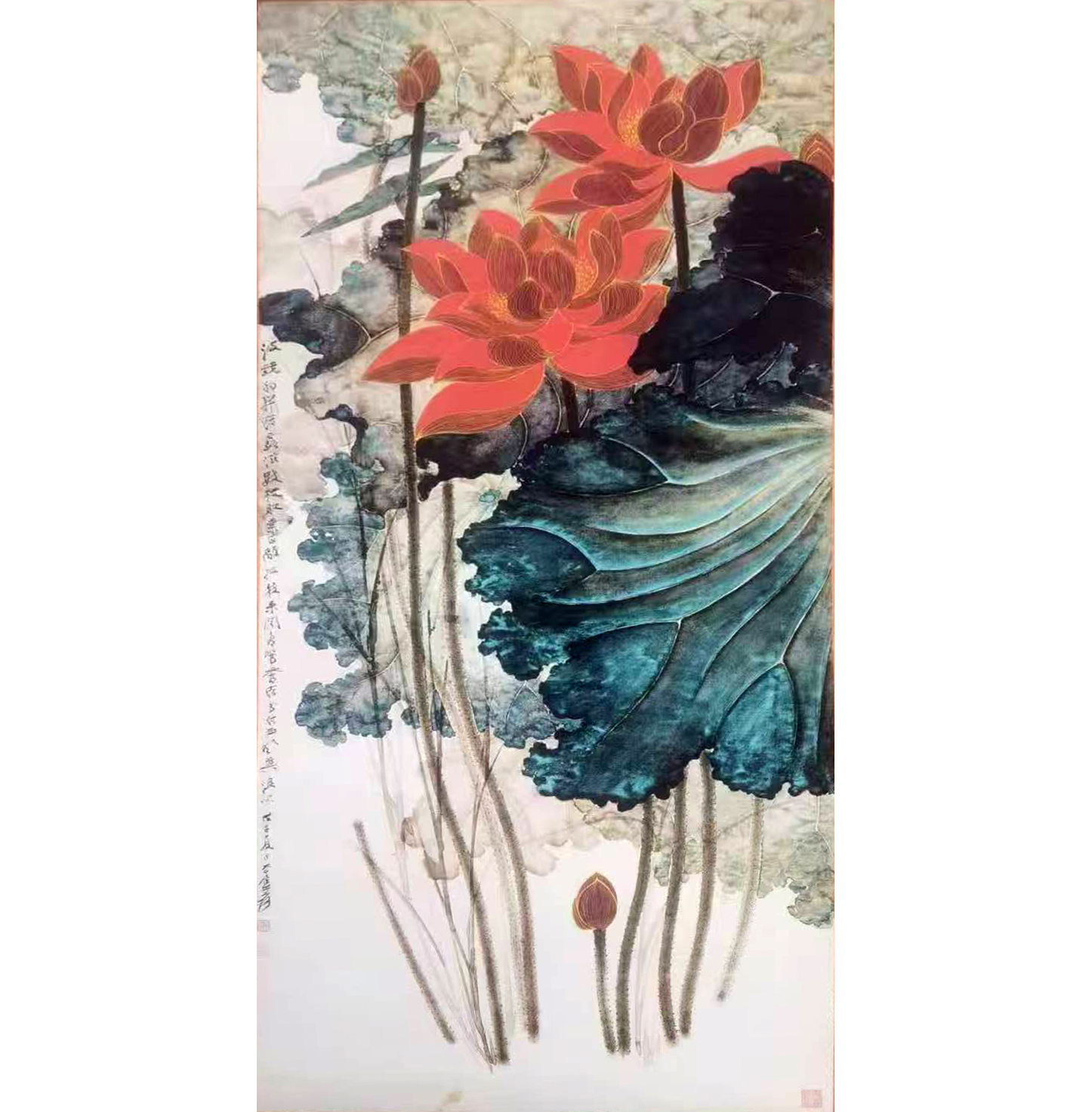 金线荷花图AB1384