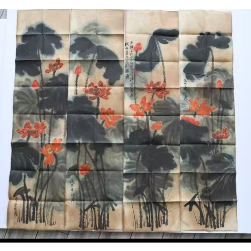 荷花四条屏AB1478