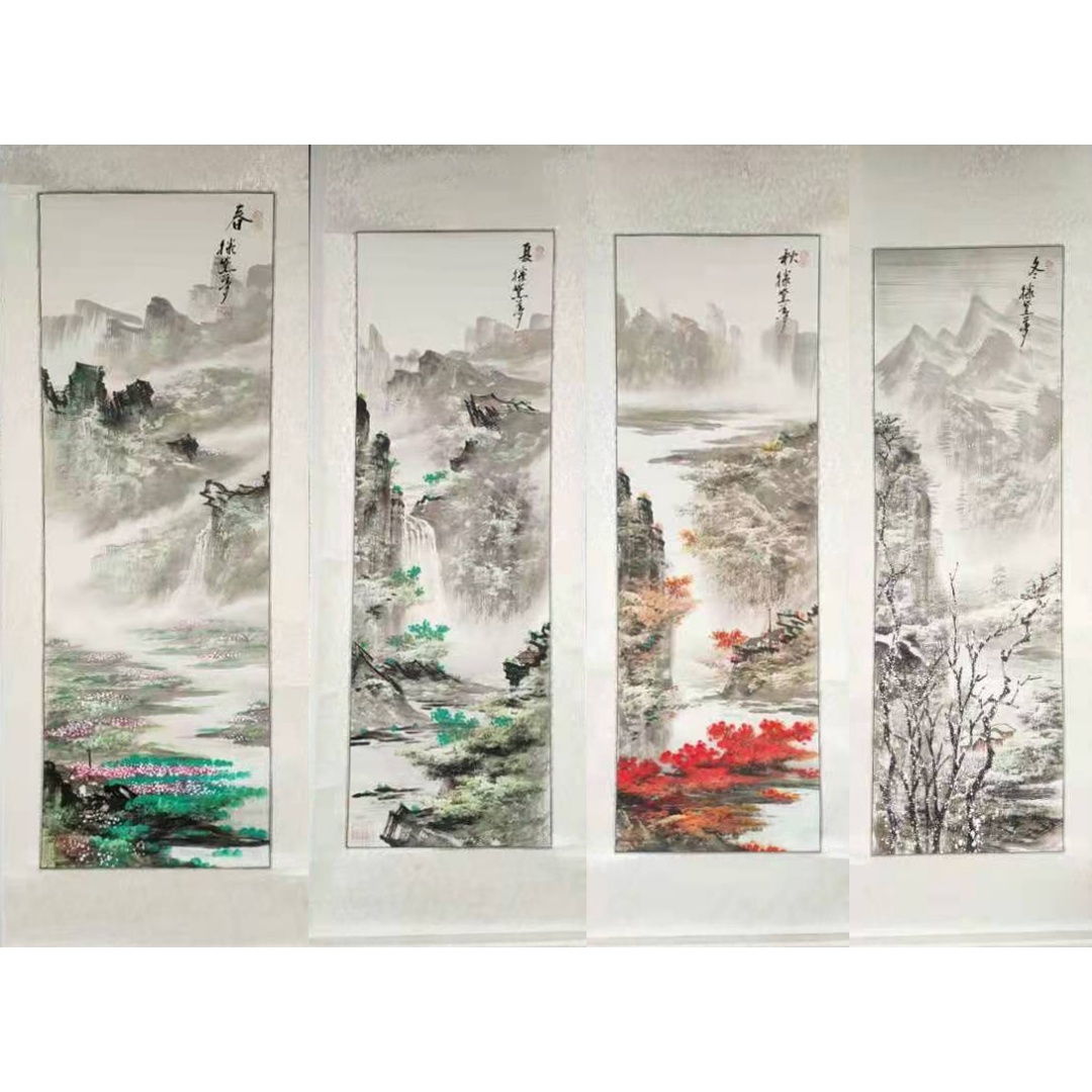 滕黛梦款春夏秋冬四条屏AD2066
