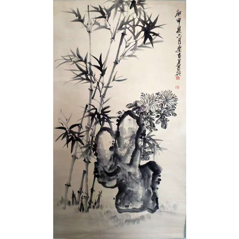 竹石菊花图AB2176