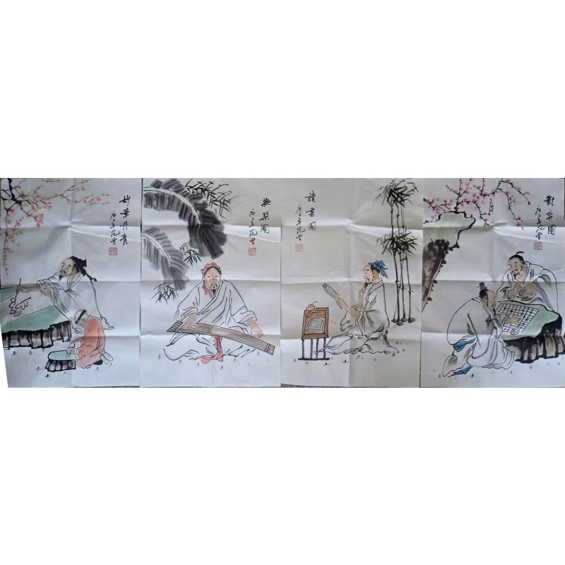 琴棋书画四条屏AE0709