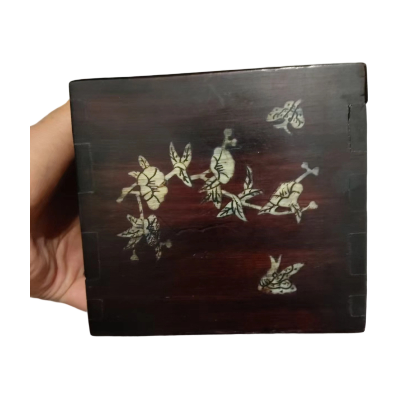 螺钿镶嵌花鸟纹葵口赏盘AC1654