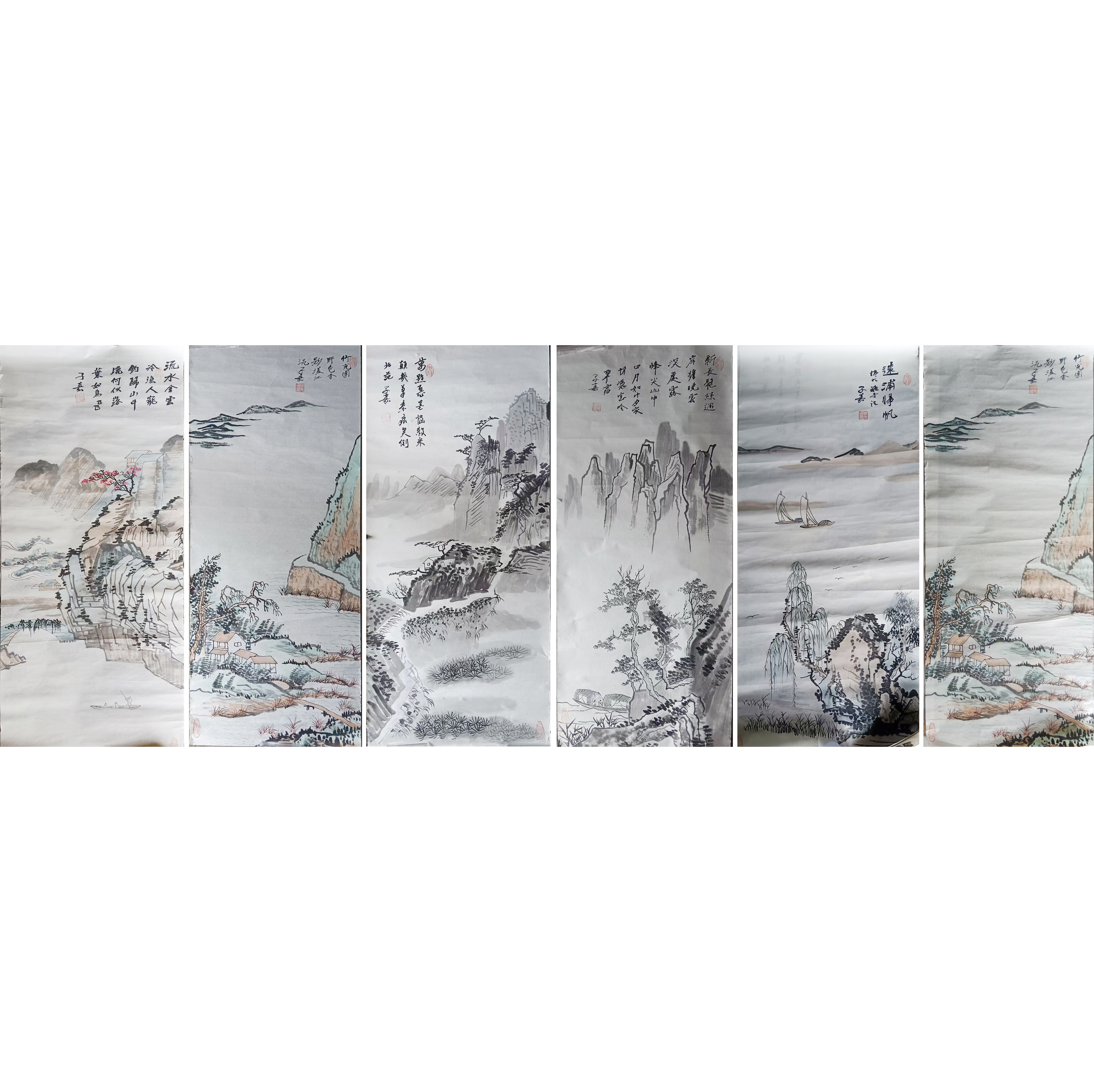 张子嘉《山水》六条屏AD2071