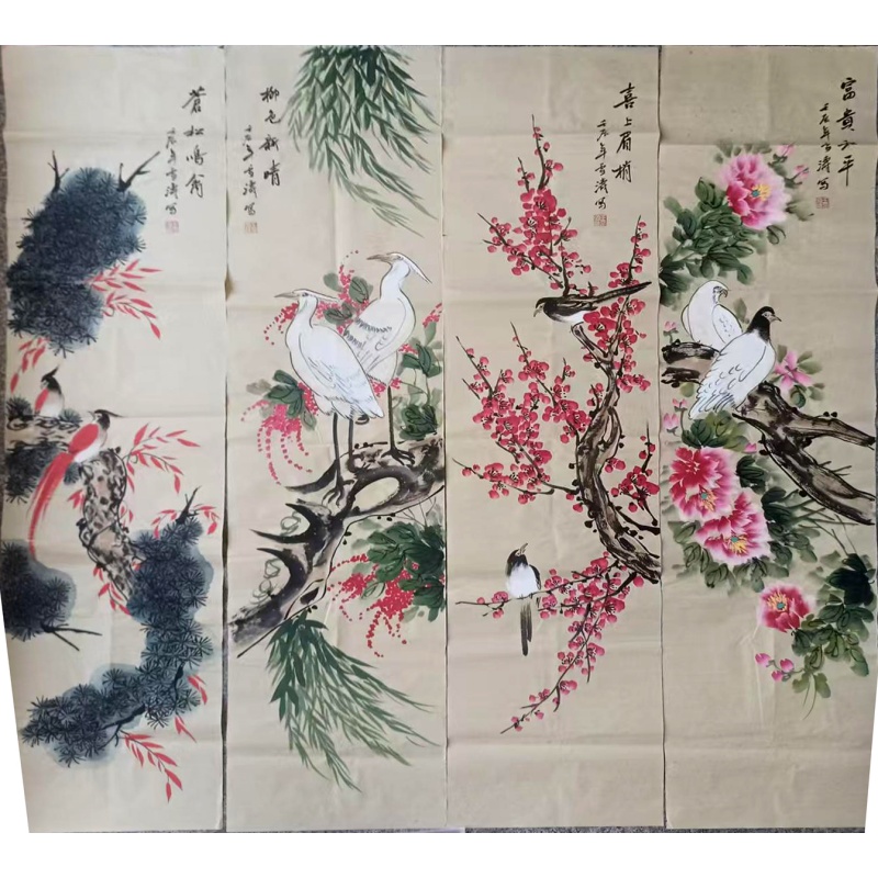 花鸟图四条屏AE0708