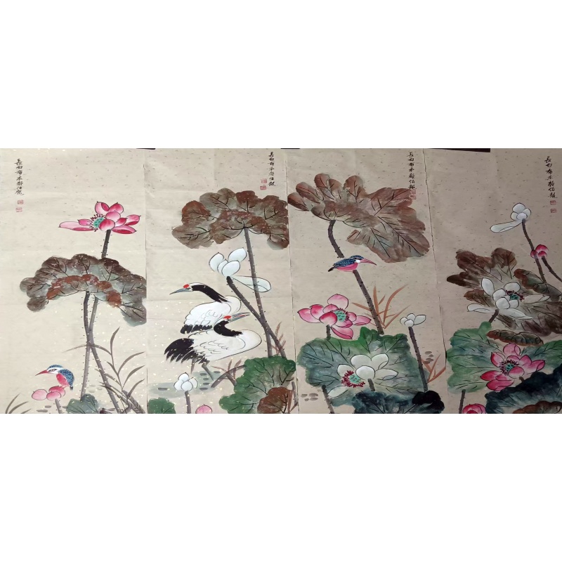 荷塘清趣四条屏AG1014