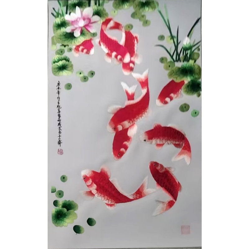 富贵九鱼图AB2383