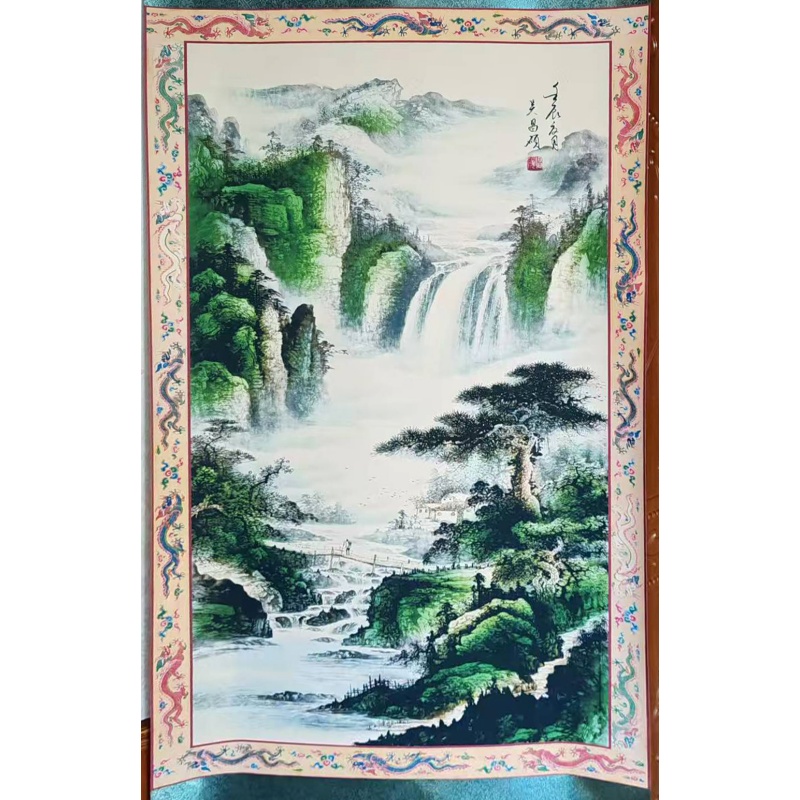 青山绿水飞瀑迎客图AB2530