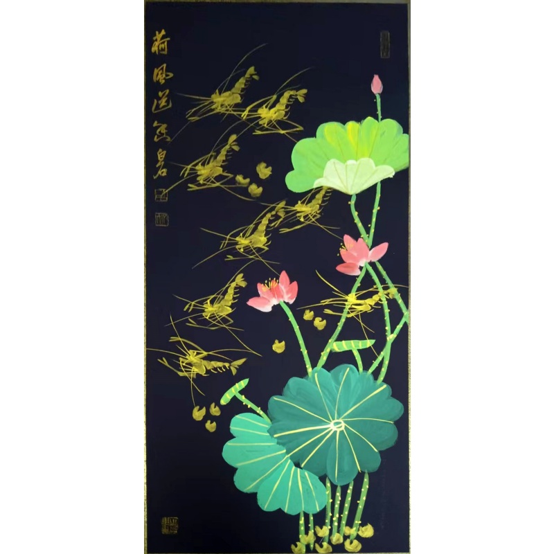黑金荷塘金虾图AB2553