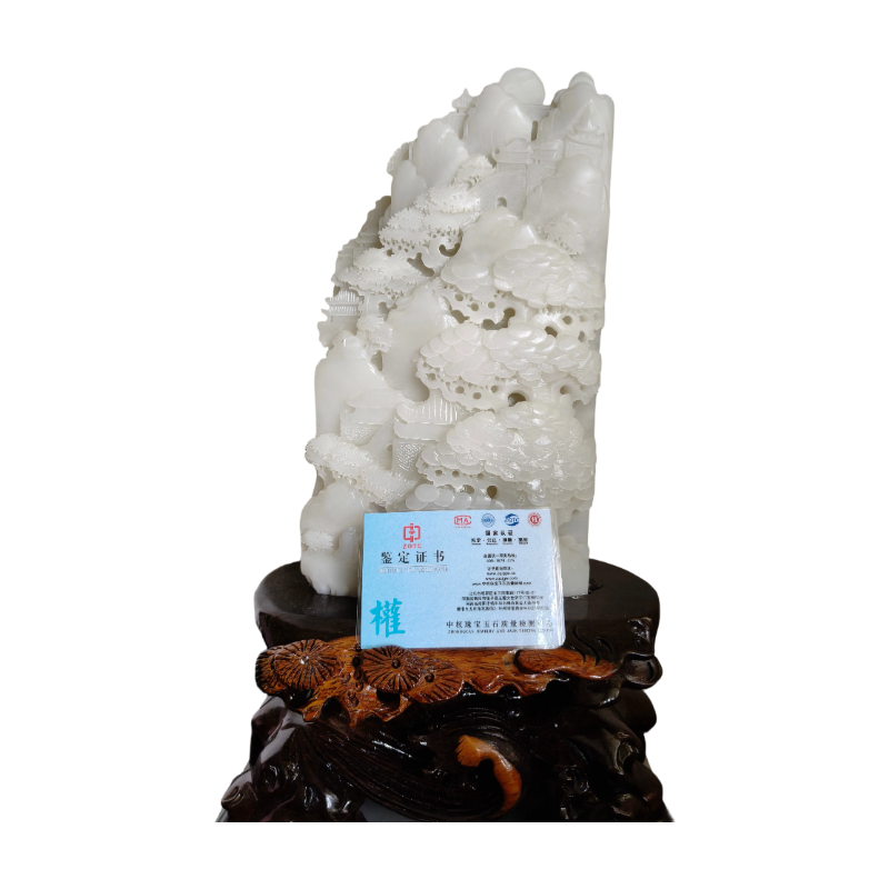 和田玉白玉山水摆件AC4054