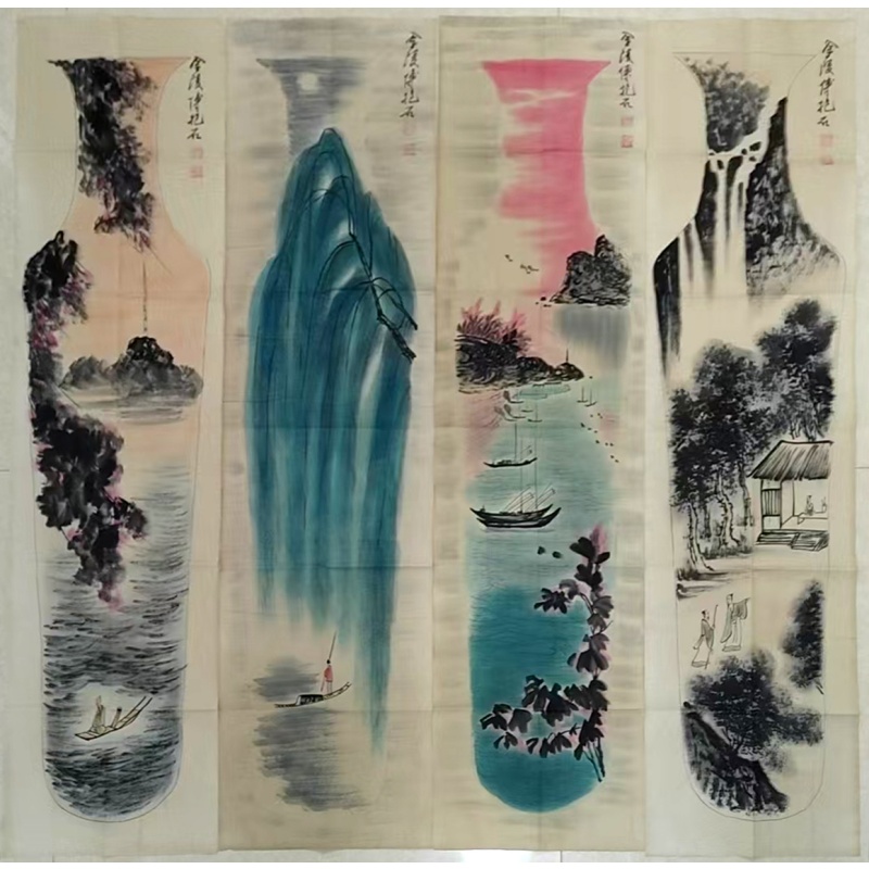 瓶型山水四条屏AC1421