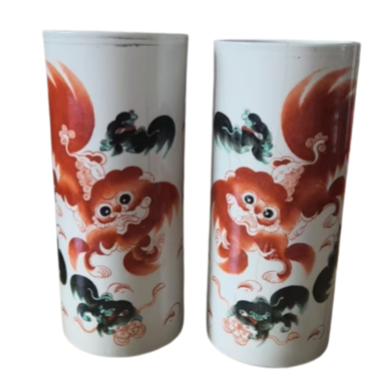 矾红太师少保纹帽筒AC1395