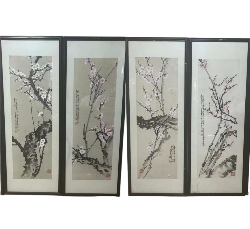 申起时  梅花四条屏AD2079